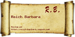 Reich Barbara névjegykártya